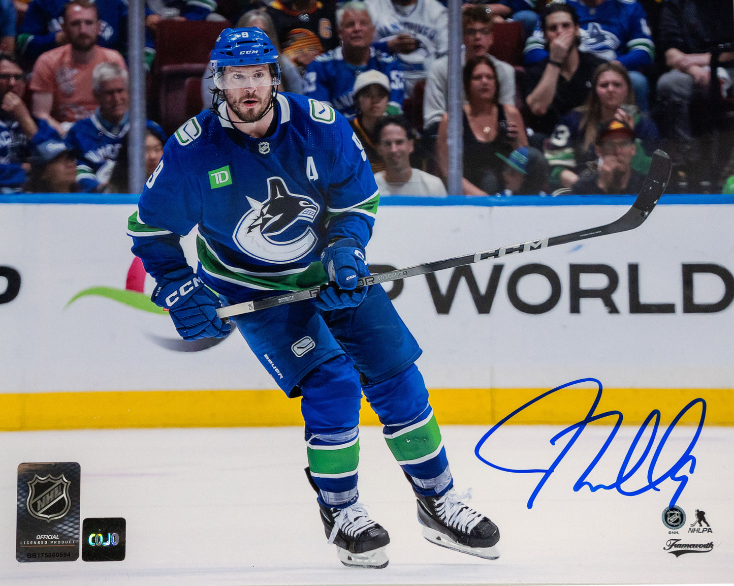 JT Miller Hand-Signed Vancouver Canucks Action Photograph
