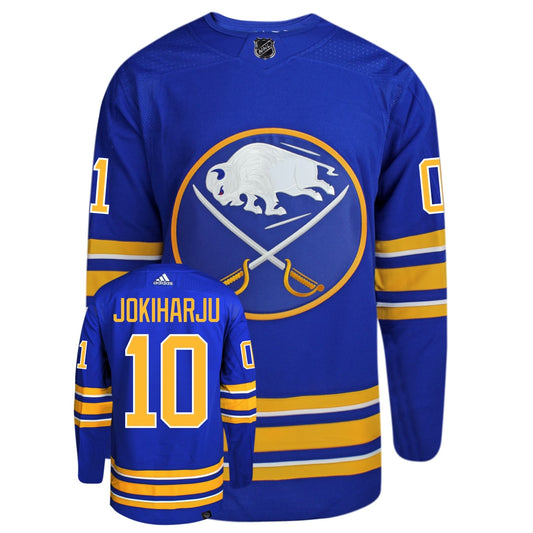 Henri Jokiharju Buffalo Sabres Adidas Primegreen Authentic NHL Hockey Jersey - Front/Back View