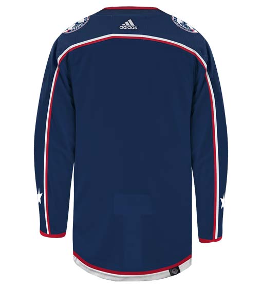Columbus Blue Jackets Adidas Primegreen Authentic Home NHL Hockey Jersey - Back View