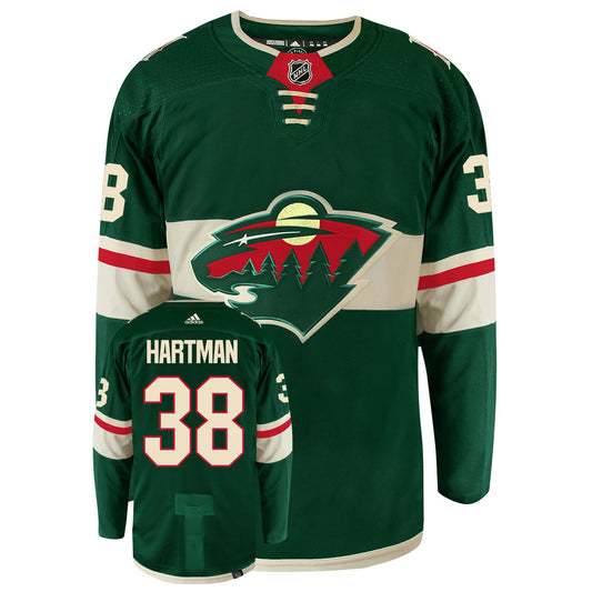 Ryan Hartman Minnesota Wild Adidas Primegreen Authentic NHL Hockey Jersey - Front/Back View