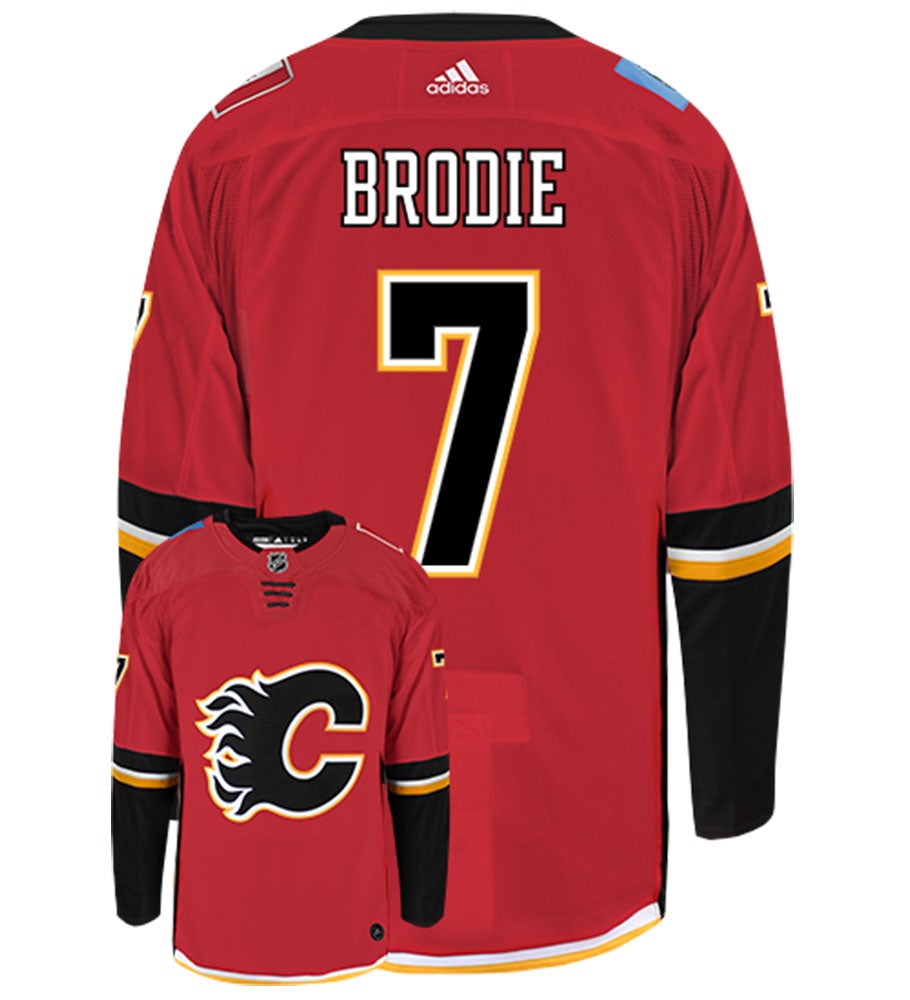 TJ Brodie Calgary Flames Adidas Authentic Home NHL Hockey Jersey