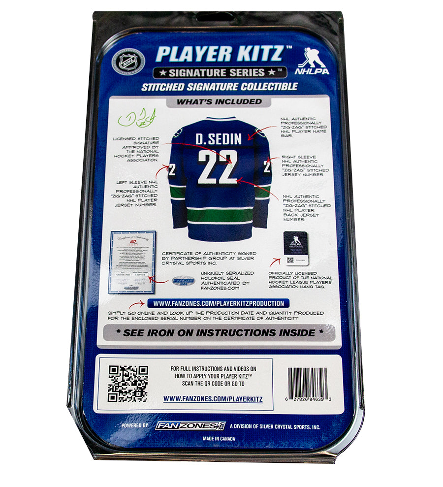 Daniel Sedin #22 Player Kitz Signature Series Stitched Autograph