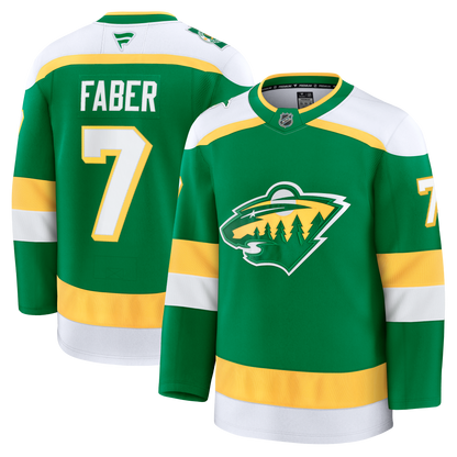 Brock Faber Minnesota Wild 2024 Fanatics Premium Official NHL THIRD ALTERNATE Jersey