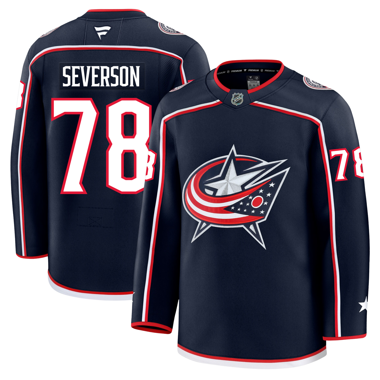 Damon Severson Columbus Blue Jackets Fanatics Premium Home Jersey