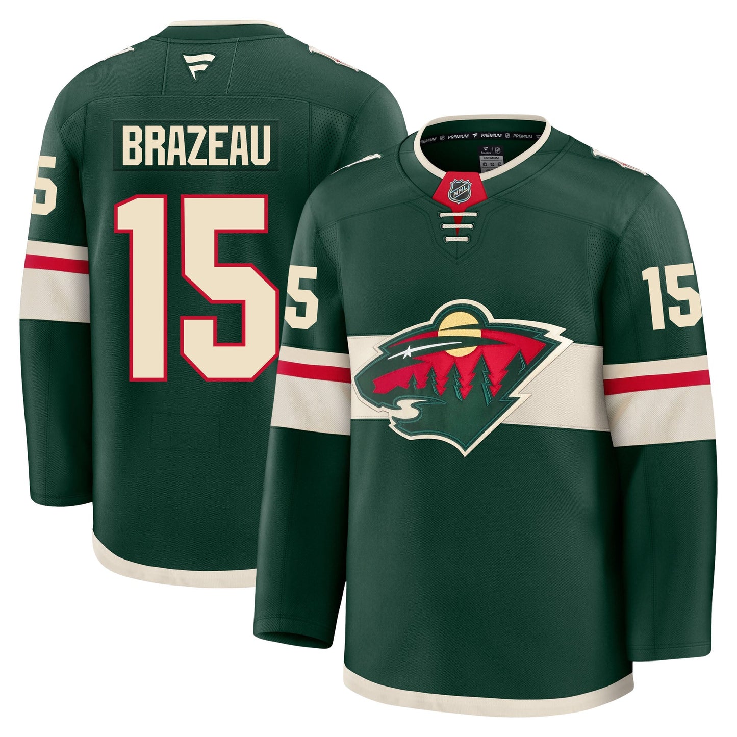Justin Brazeau Minnesota Wild Fanatics Premium Home Jersey