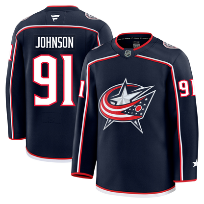 Kent Johnson Columbus Blue Jackets Fanatics Premium Home Jersey