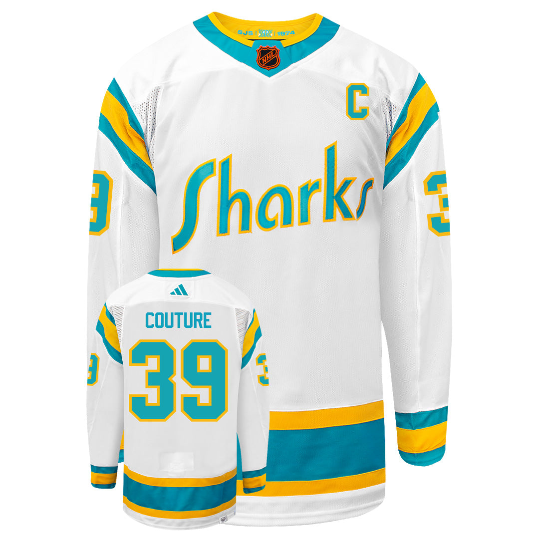 Logan Couture San Jose Sharks Adidas 2022 Primegreen Reverse Retro Authentic NHL Hockey Jersey