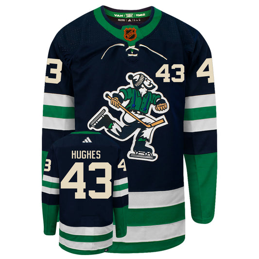 Quinn Hughes Vancouver Canucks Adidas 2022 Primegreen Reverse Retro Authentic NHL Hockey Jersey