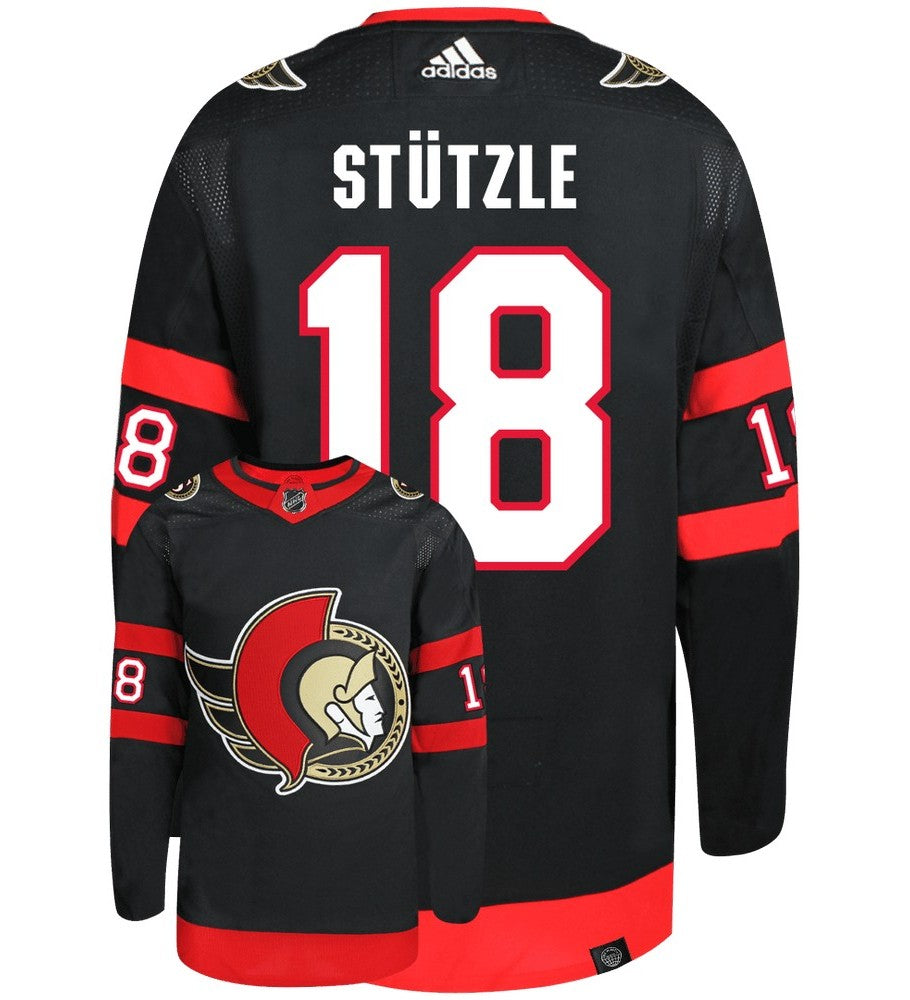 Tim Stutzle Ottawa Senators Adidas Primegreen Authentic NHL Hockey Jersey - Back/Front View