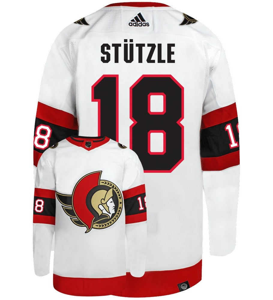Tim Stutzle Ottawa Senators Adidas Primegreen Authentic NHL Hockey Jersey - Back/Front View
