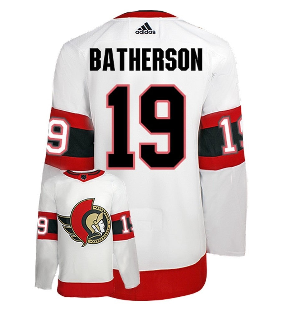Drake Batherson Ottawa Senators Adidas Primegreen Authentic Away NHL Hockey Jersey - Back/Front View