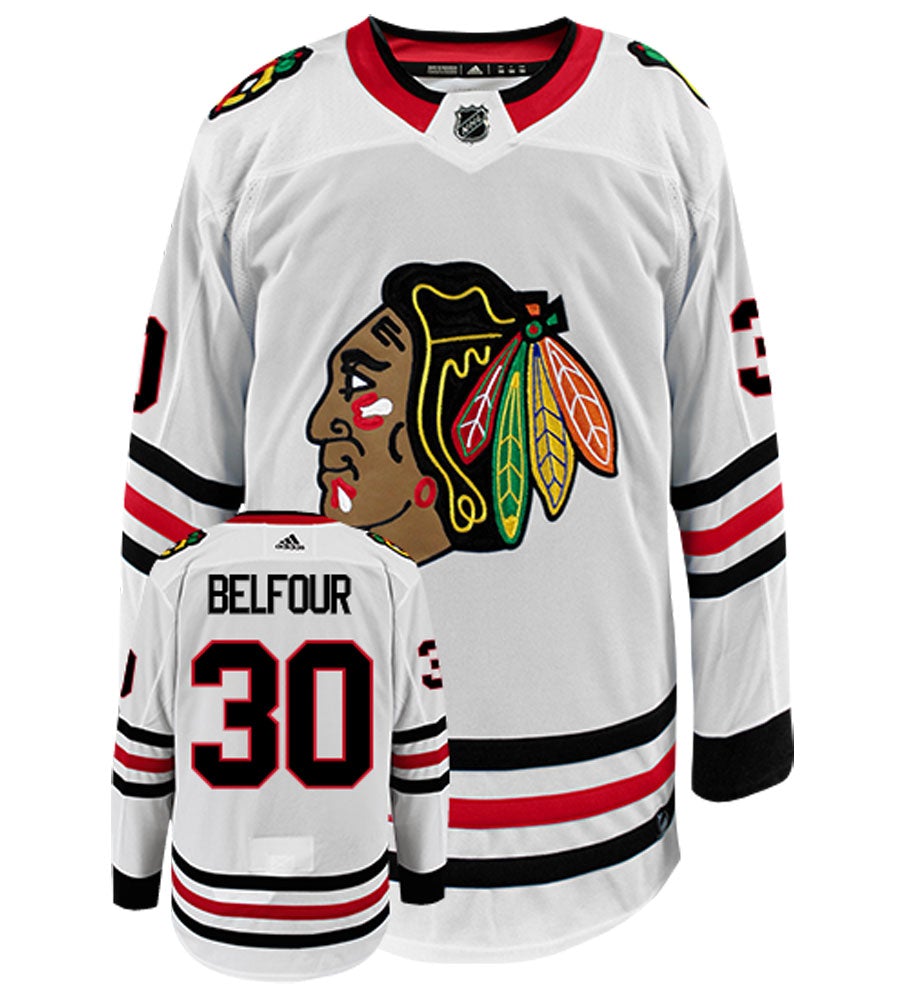 Ed Belfour Chicago Blackhawks Adidas Authentic Away NHL Vintage Hockey Jersey