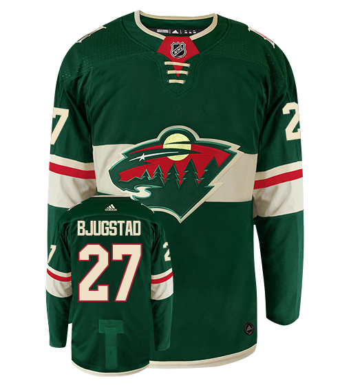 Nick Bjugstad Minnesota Wild Adidas Authentic Home NHL Hockey Jersey