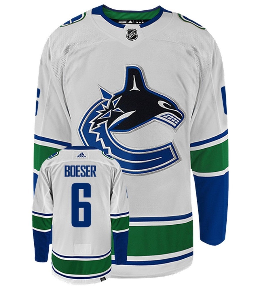 Brock Boeser Vancouver Canucks Adidas Primegreen Authentic Away NHL Hockey Jersey - Front/Back View