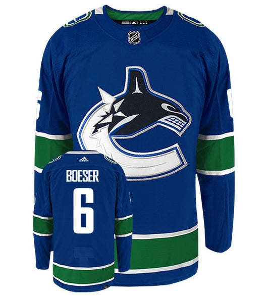 Brock Boeser Vancouver Canucks Adidas Primegreen Authentic Home NHL Hockey Jersey - Front/Back View