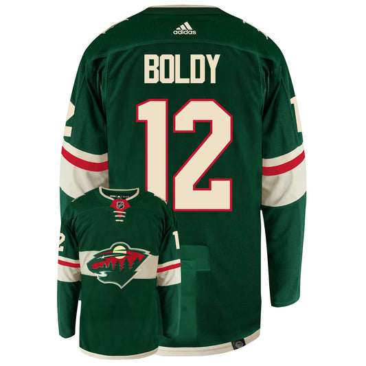 Matt Boldy Minnesota Wild Adidas Primegreen Authentic NHL Hockey Jersey - Back/Front View