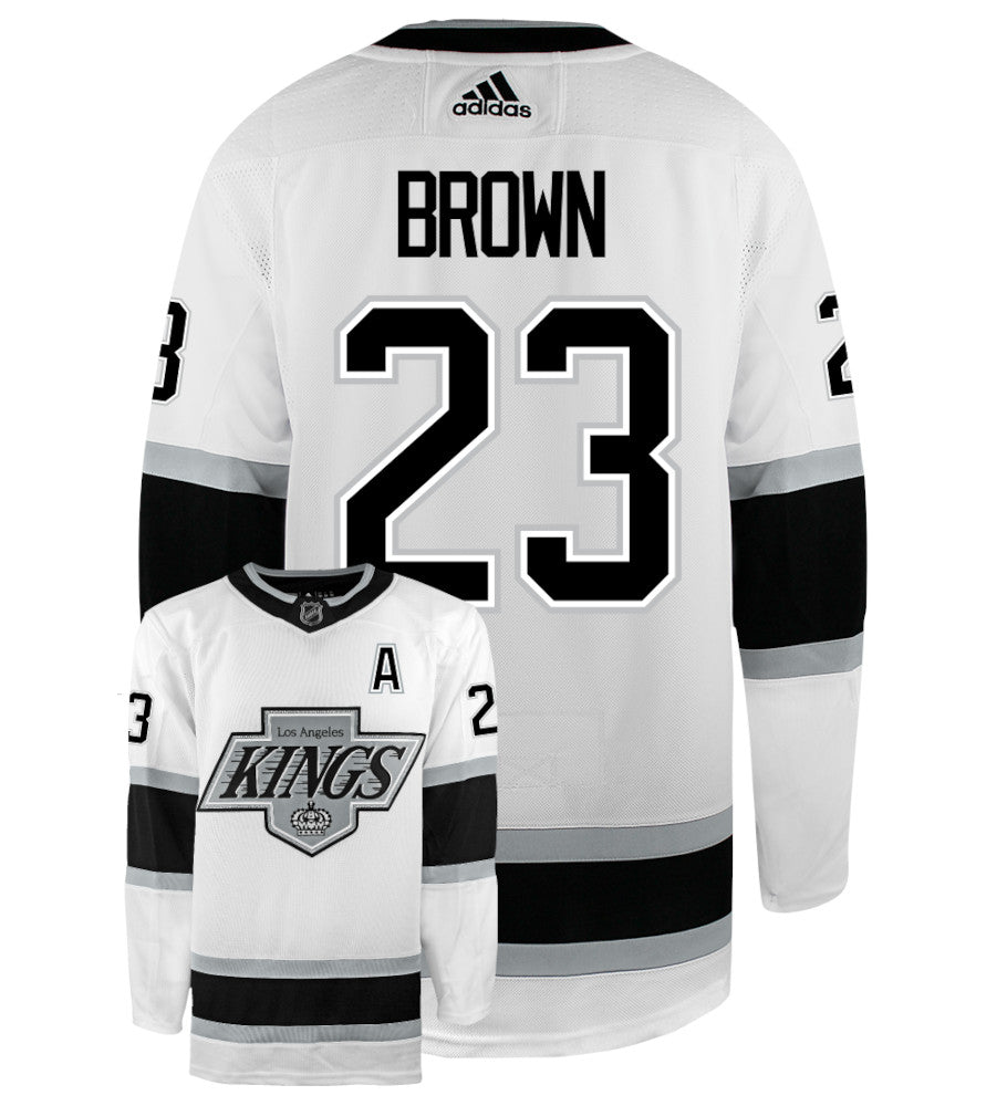 Dustin Brown Los Angeles Kings Adidas Primegreen Authentic Alternate NHL Hockey Jersey - Back/Front View