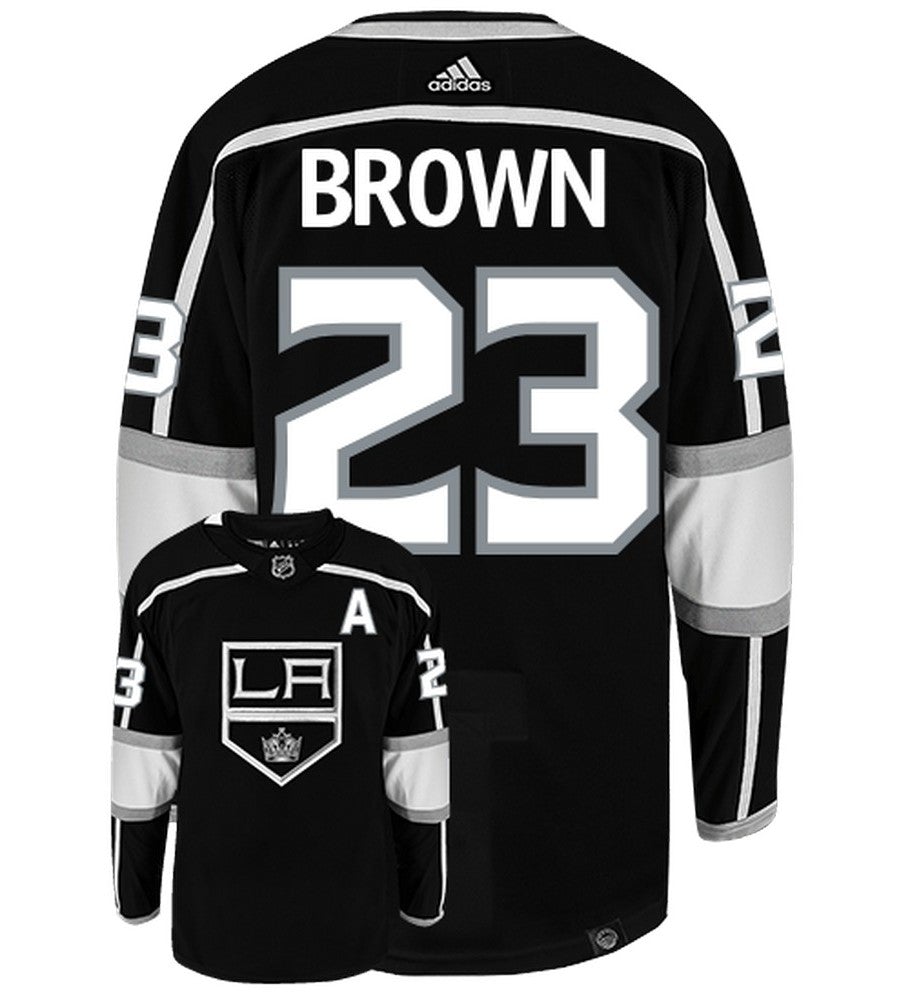 Dustin Brown Los Angeles Kings Adidas Primegreen Authentic Home NHL Hockey Jersey - Back/Front View