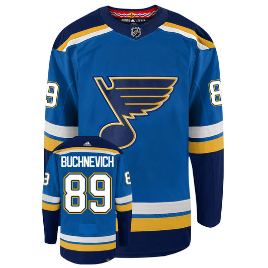 Pavel Buchnevich St Louis Blues Adidas Primegreen Authentic Home NHL Hockey Jersey - Front/Back View