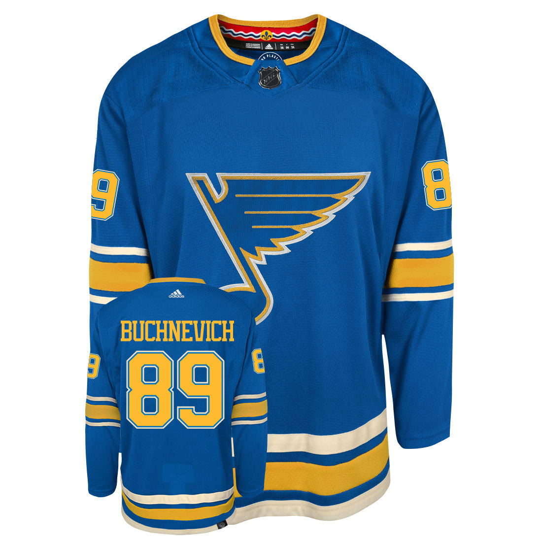 Pavel Buchnevich St Louis Blues Adidas Primegreen Authentic Third Alternate NHL Hockey Jersey - Front/Back View