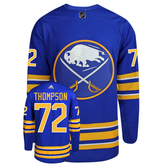 Tage Thompson Buffalo Sabres Adidas Primegreen Authentic NHL Hockey Jersey - Front/Back View