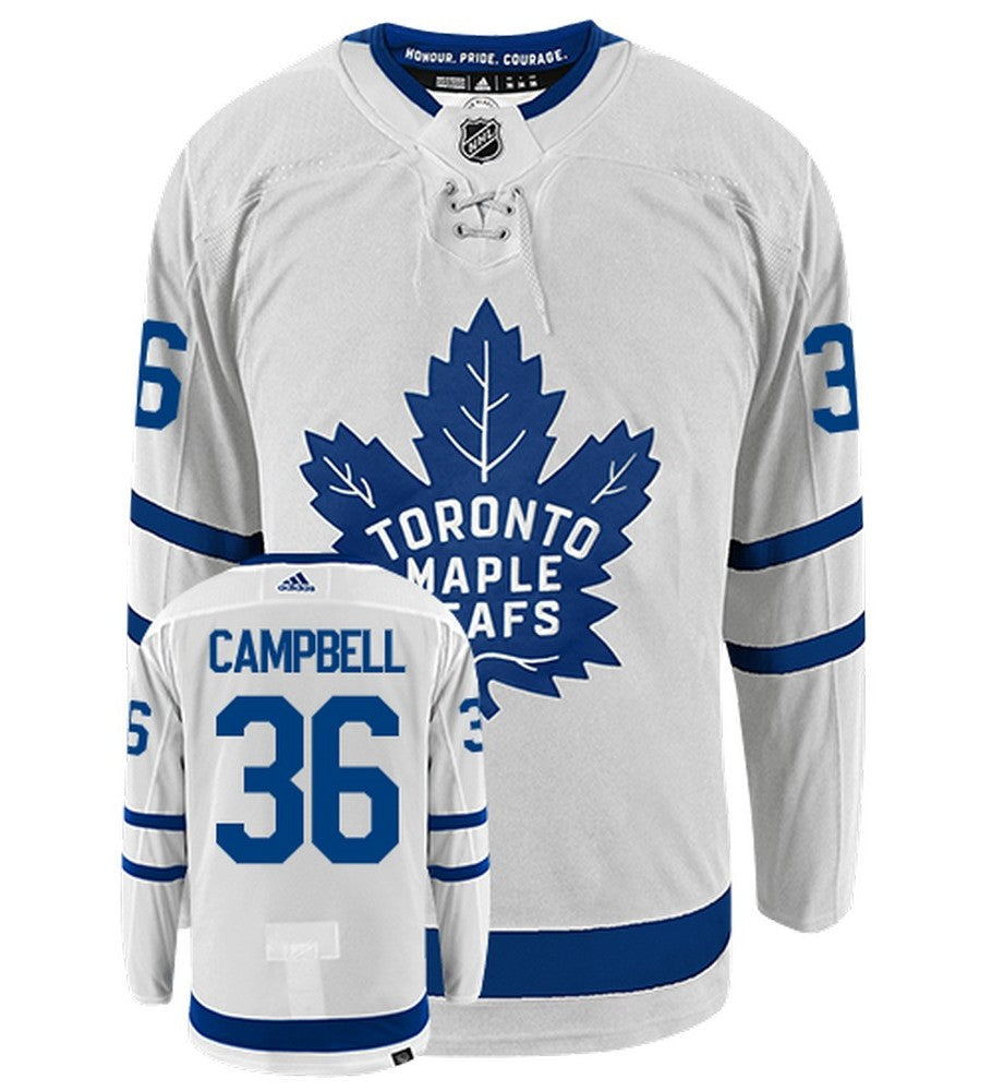 Jack Campbell Toronto Maple Leafs Adidas Primegreen Authentic Away NHL Hockey Jersey - Front/Back View