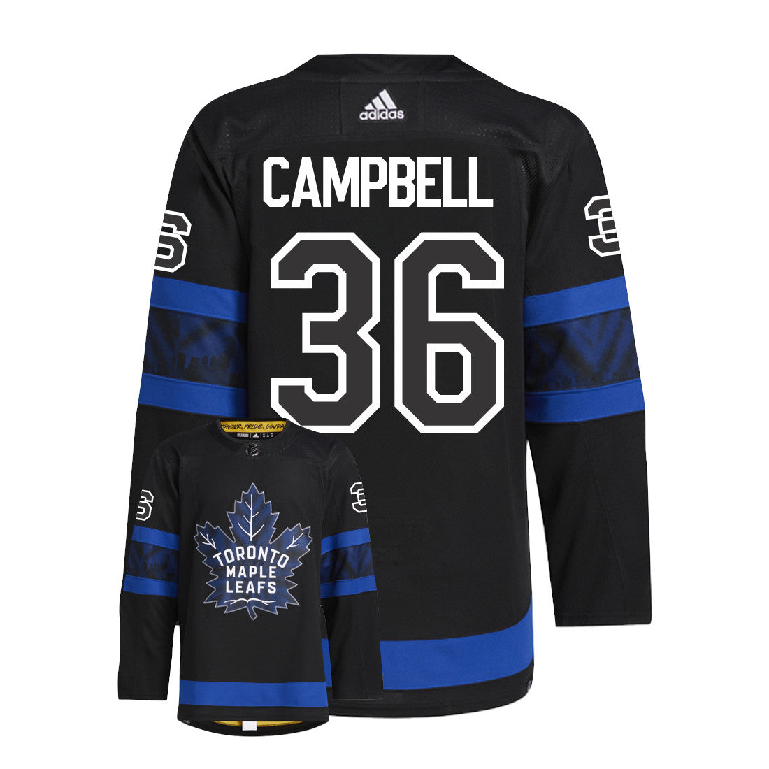 Jack Campbell Toronto Maple Leafs Adidas Primegreen Authentic NHL Hockey Jersey - Back/Front View