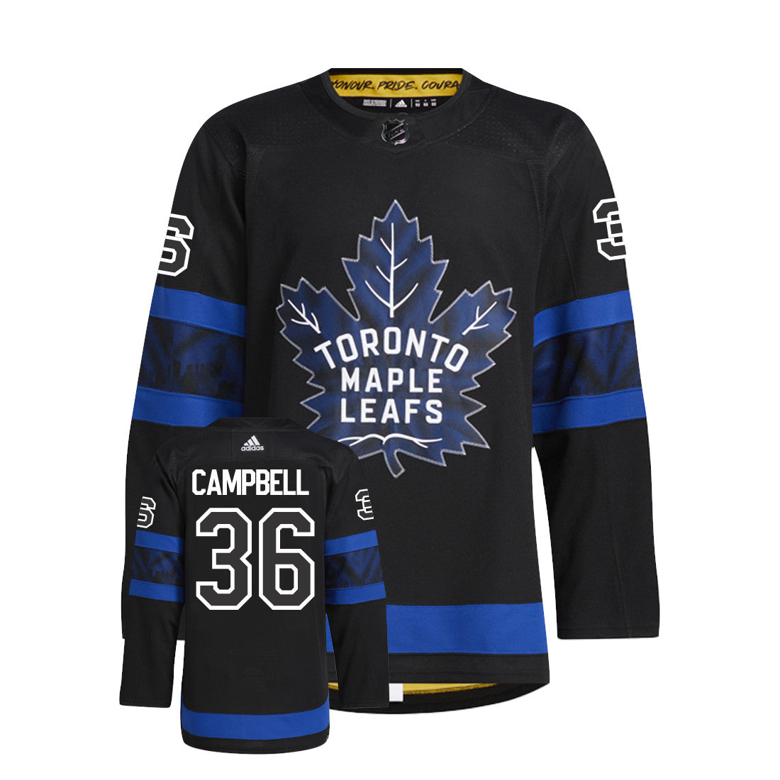 Jack Campbell Toronto Maple Leafs Adidas Primegreen Authentic NHL Hockey Jersey - Front/Back View