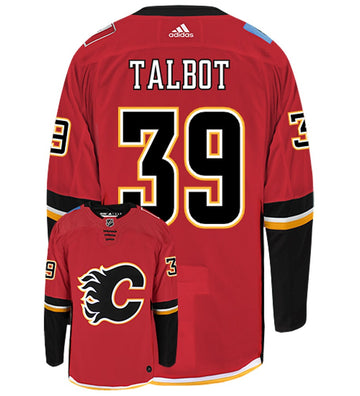 Adidas Calgary Flames No39 Cam Talbot Red Home Authentic USA Flag Stitched NHL Jersey