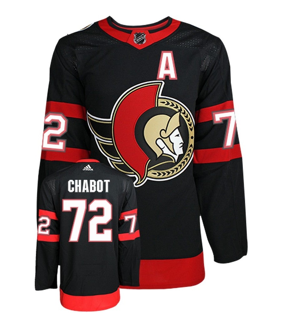 Thomas Chabot Ottawa Senators Adidas Primegreen Authentic Home NHL Hockey Jersey - Front/Back View
