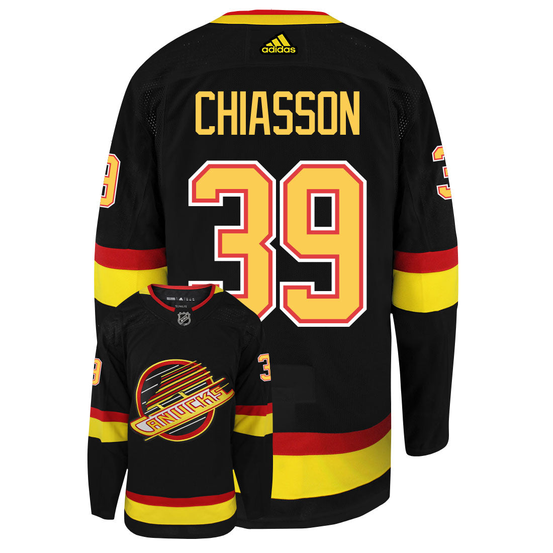 Alex Chiasson Vancouver Canucks Adidas Primegreen Authentic Third Alternate NHL Hockey Jersey - Back/Front View
