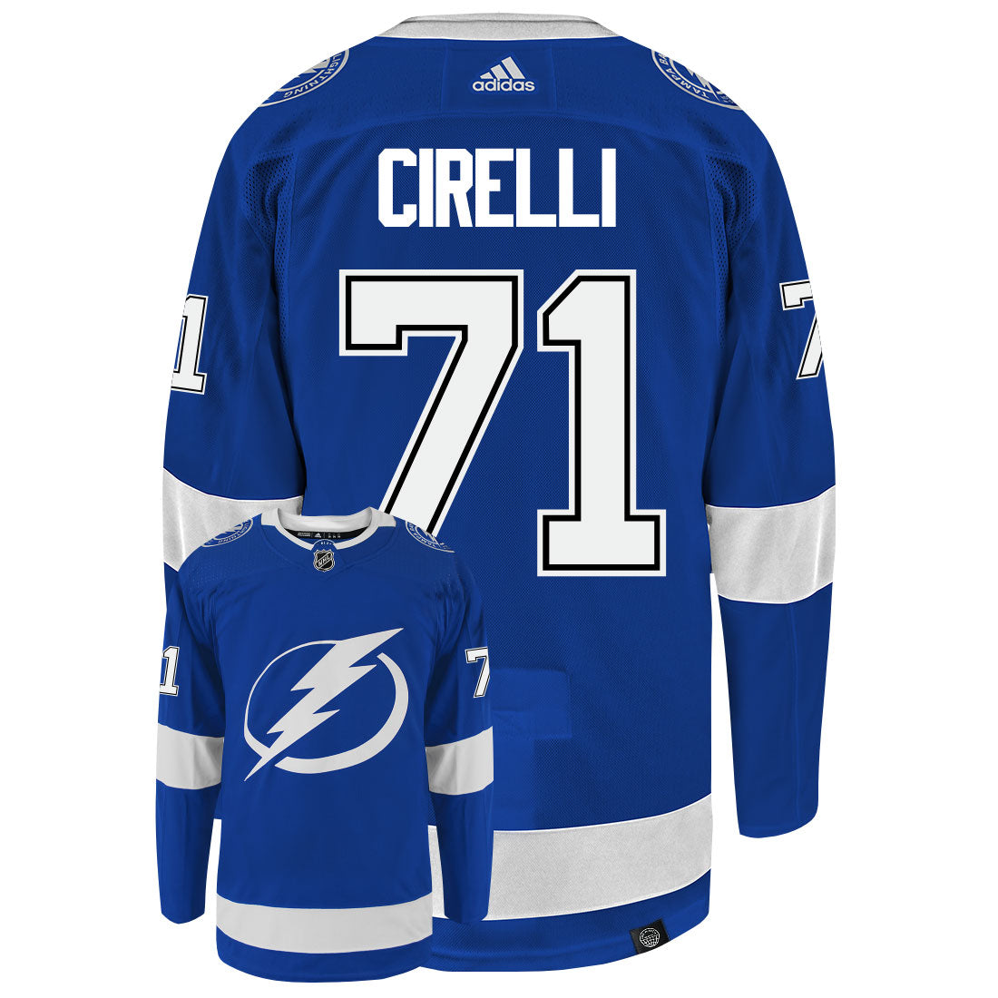 Anthony Cirelli Tampa Bay Lightning Adidas Primegreen Authentic NHL Hockey Jersey - Back/Front View