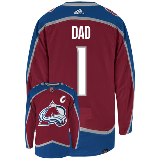 Colorado Avalanche Dad Number One Adidas Primegreen Authentic NHL Hockey Jersey - Back/Front View