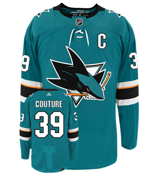 Logan Couture San Jose Sharks Adidas Primegreen Authentic Home NHL Hockey Jersey - Front/Back View