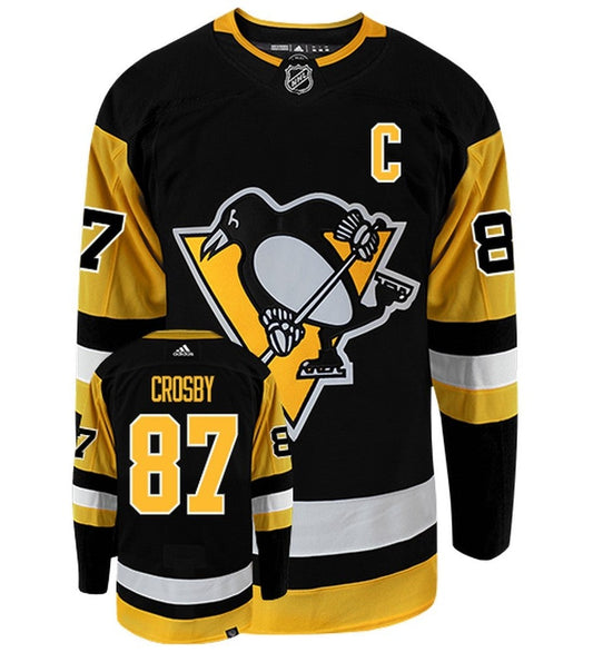 Sidney Crosby Pittsburgh Penguins Adidas Primegreen Authentic Home NHL Hockey Jersey - Front/Back View