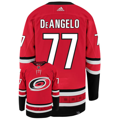 Tony DeAngelo Carolina Hurricanes Adidas Primegreen Authentic Home NHL Hockey Jersey - Back/Front View