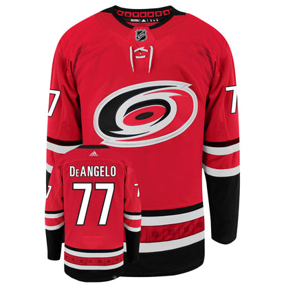 Tony DeAngelo Carolina Hurricanes Adidas Primegreen Authentic Home NHL Hockey Jersey - Front/Back View