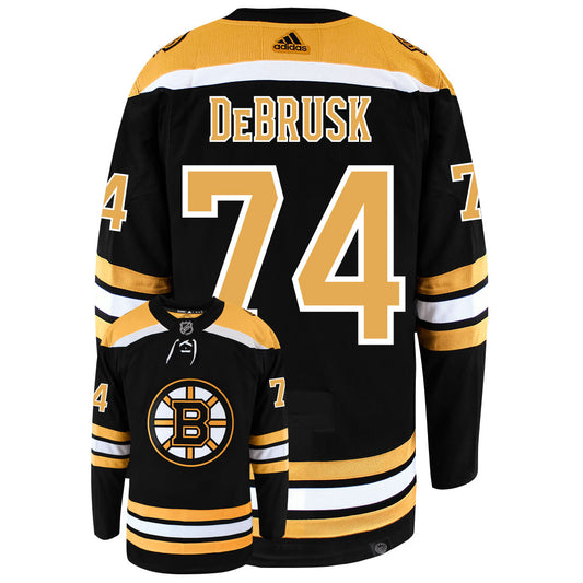 Jake DeBrusk Boston Bruins Adidas Primegreen Authentic Home NHL Hockey Jersey - Back/Front View