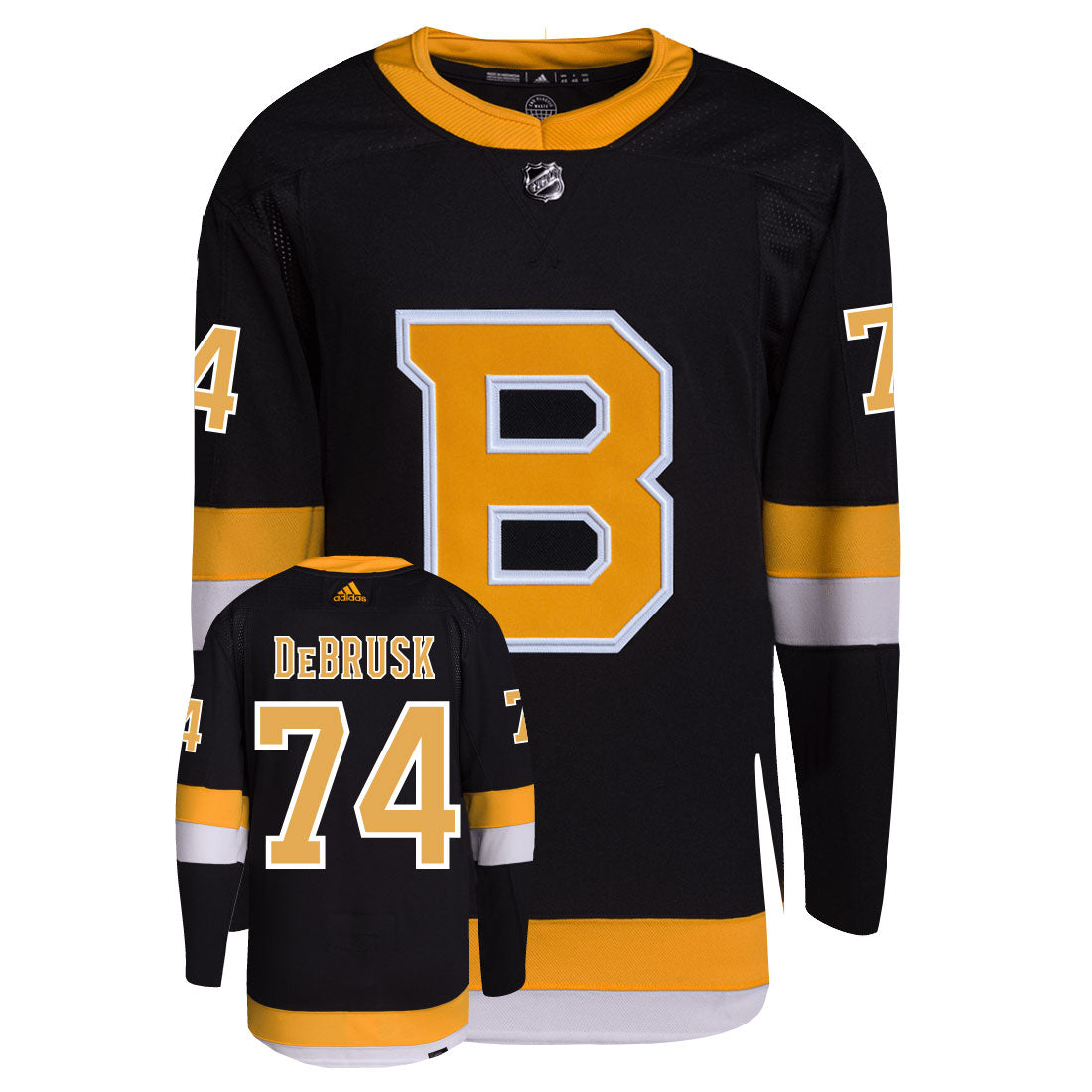Jake DeBrusk Boston Bruins Adidas Primegreen Authentic Third Alternate NHL Hockey Jersey - Front/Back View