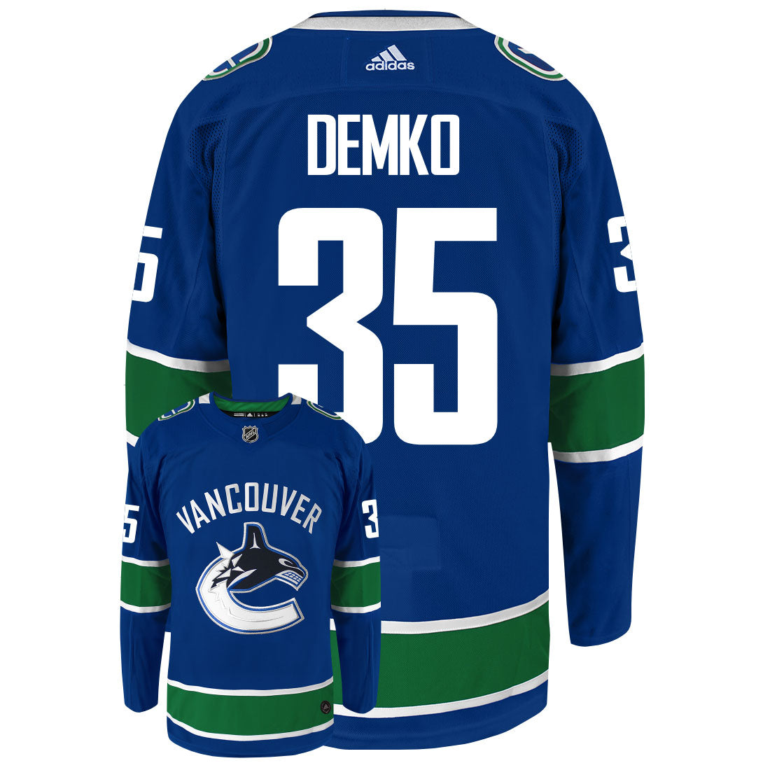 Adidas Vancouver Canucks No35 Thatcher Demko Blue Home Authentic Stitched NHL Jersey