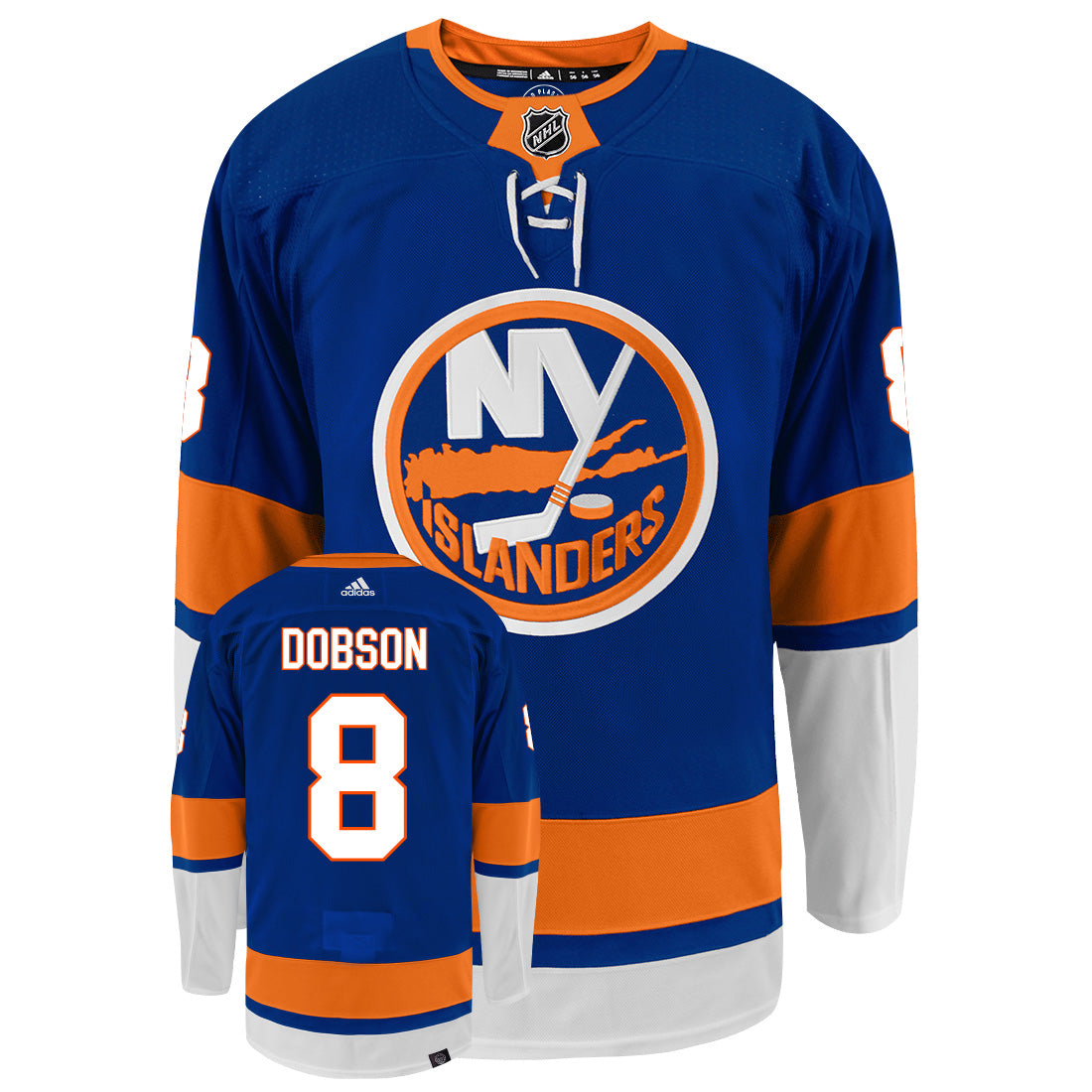 Noah Dobson New York Islanders Adidas Primegreen Authentic NHL Hockey Jersey - Front/Back View