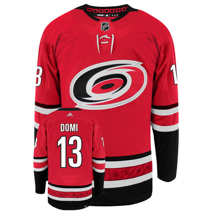 Max Domi Carolina Hurricanes Adidas Primegreen Authentic Home NHL Hockey Jersey - Front/Back View