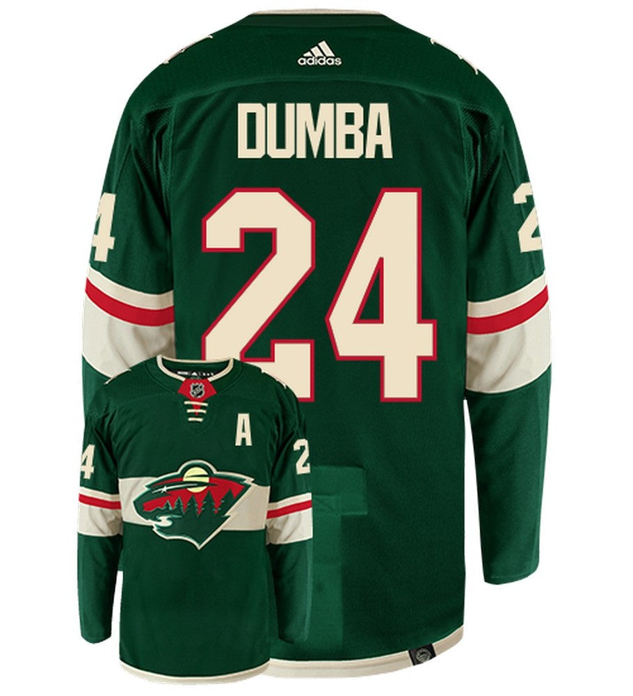 Matt Dumba Minnesota Wild Adidas Primegreen Authentic Home NHL Hockey Jersey - Back/Front View