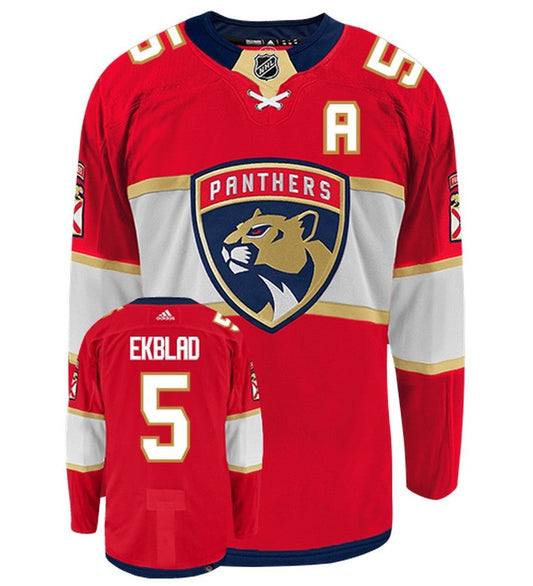 Aaron Ekblad Florida Panthers Adidas Primegreen Authentic Home NHL Hockey Jersey - Front/Back View