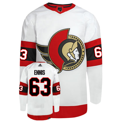 Tyler Ennis Ottawa Senators Adidas Primegreen Authentic Away NHL Hockey Jersey - Front/Back View