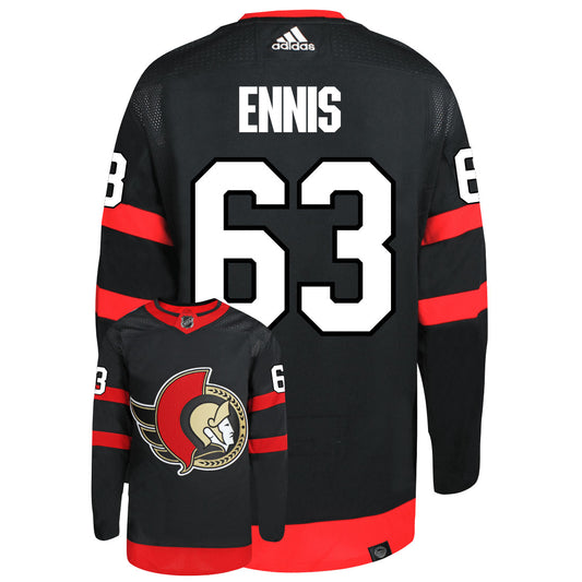 Tyler Ennis Ottawa Senators Adidas Primegreen Authentic Home NHL Hockey Jersey - Back/Front View