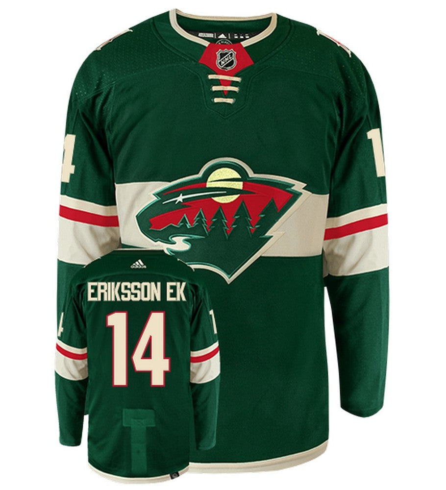Joel Eriksson Ek Minnesota Wild Adidas Primegreen Authentic Home NHL Hockey Jersey - Front/Back View
