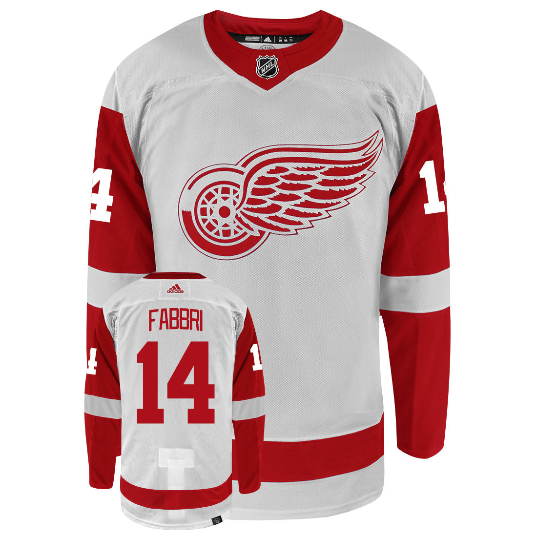 Robby Fabbri Detroit Red Wings Adidas Primegreen Authentic Away NHL Hockey Jersey - Front/Back View