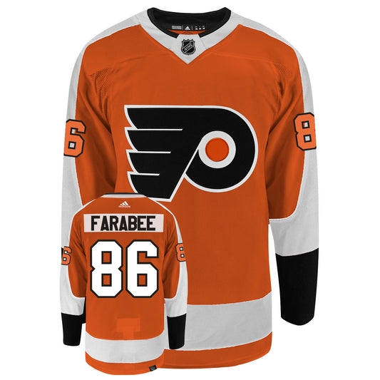 Joel Farabee Philadelphia Flyers Adidas Primegreen Authentic Home NHL Hockey Jersey - Front/Back View