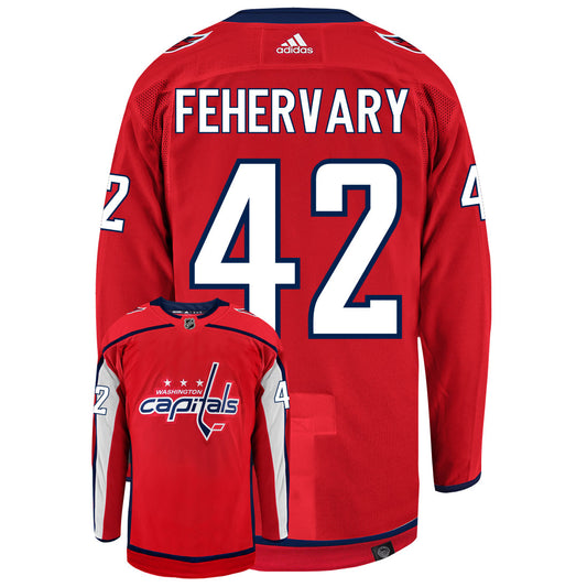 Martin Fehervary Washington Capitals Adidas Primegreen Authentic Home NHL Hockey Jersey - Back/Front View